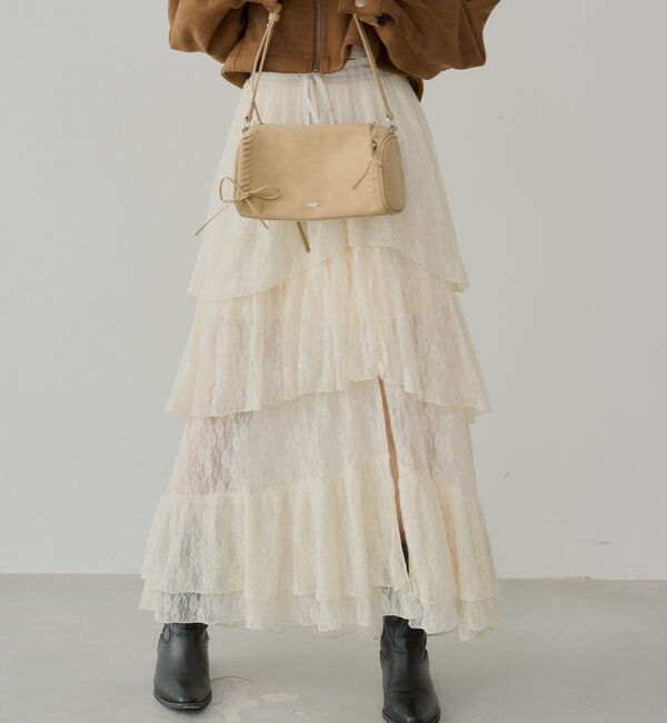  「スリットティアードレーススカート」|スカート|