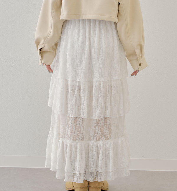  「スリットティアードレーススカート」|スカート|