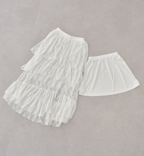  「スリットティアードレーススカート」|スカート|