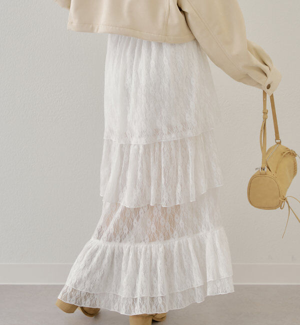  「スリットティアードレーススカート」|スカート|