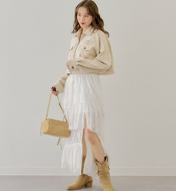  「スリットティアードレーススカート」|スカート|