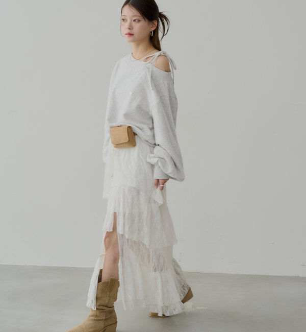  「スリットティアードレーススカート」|スカート|