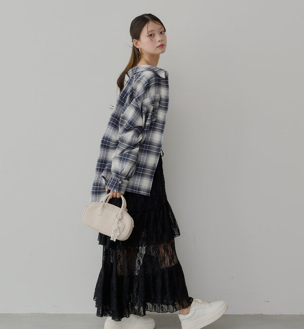  「スリットティアードレーススカート」|スカート|