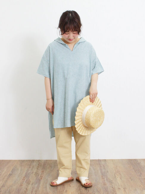 Samansa Mos2「【クールコットン】柄アソートスキッパーチュニック」|シャツ・ブラウス|