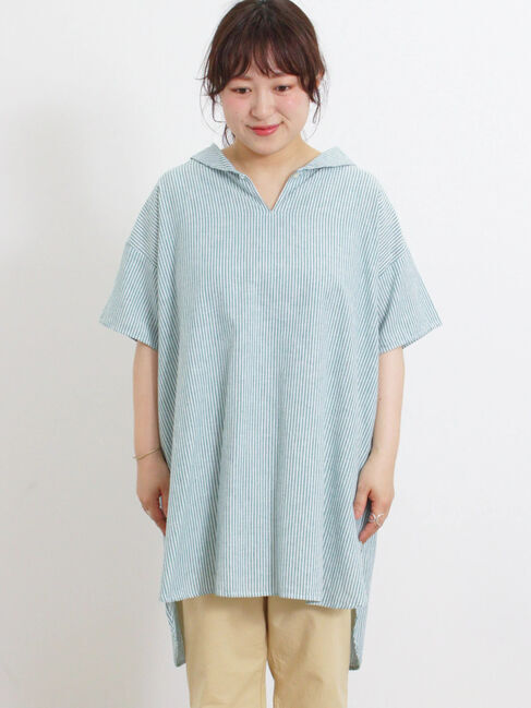 Samansa Mos2「【クールコットン】柄アソートスキッパーチュニック」|シャツ・ブラウス|