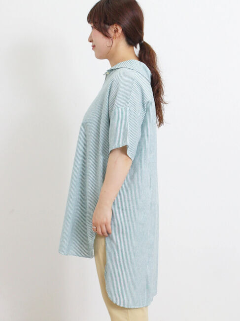 Samansa Mos2「【クールコットン】柄アソートスキッパーチュニック」|シャツ・ブラウス|