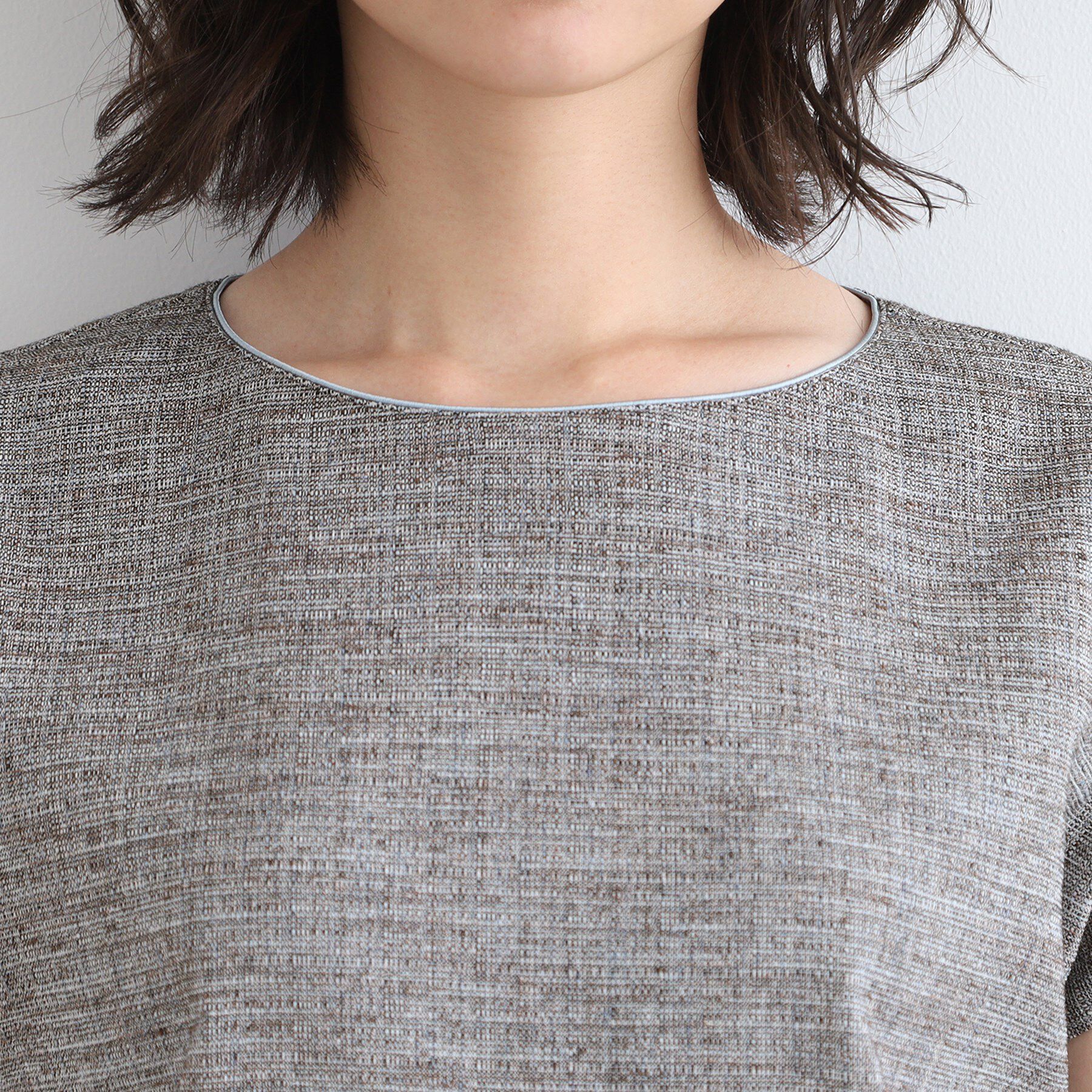 INDIVI「【洗える／日本製／SETUP可能】サマーツィード コンパクトブラウス」|シャツ・ブラウス|