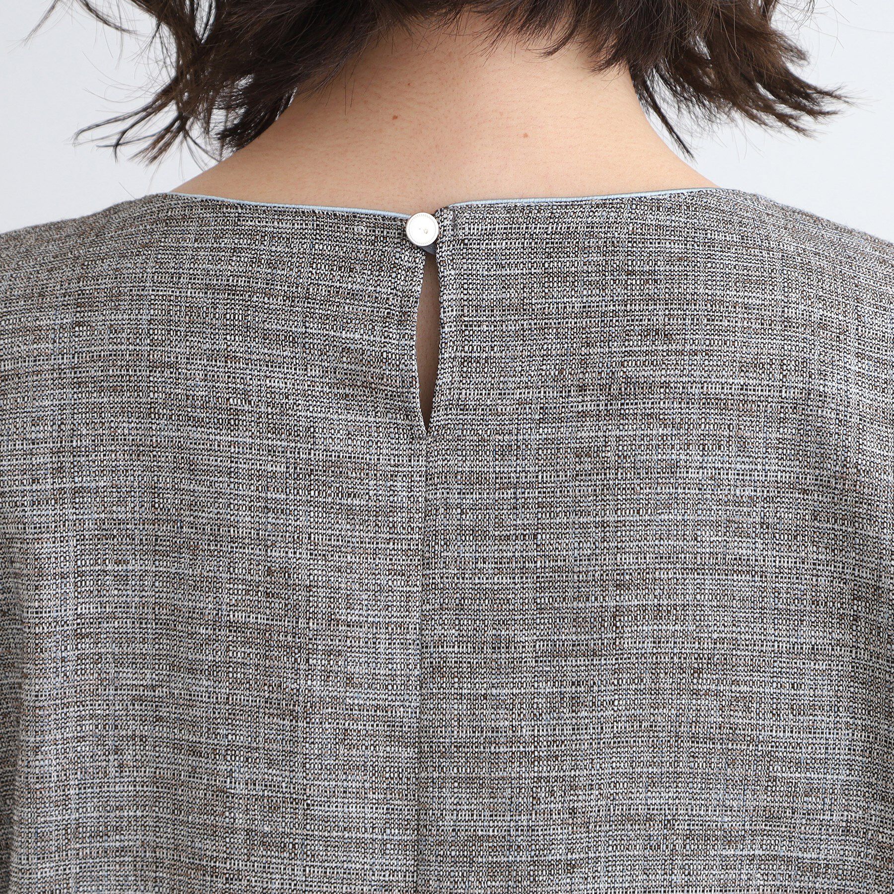 INDIVI「【洗える／日本製／SETUP可能】サマーツィード コンパクトブラウス」|シャツ・ブラウス|