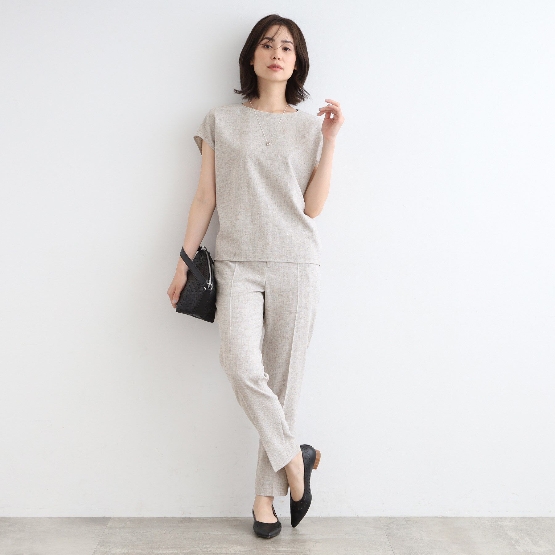 INDIVI「【洗える／日本製／SETUP可能】サマーツィード コンパクトブラウス」|シャツ・ブラウス|