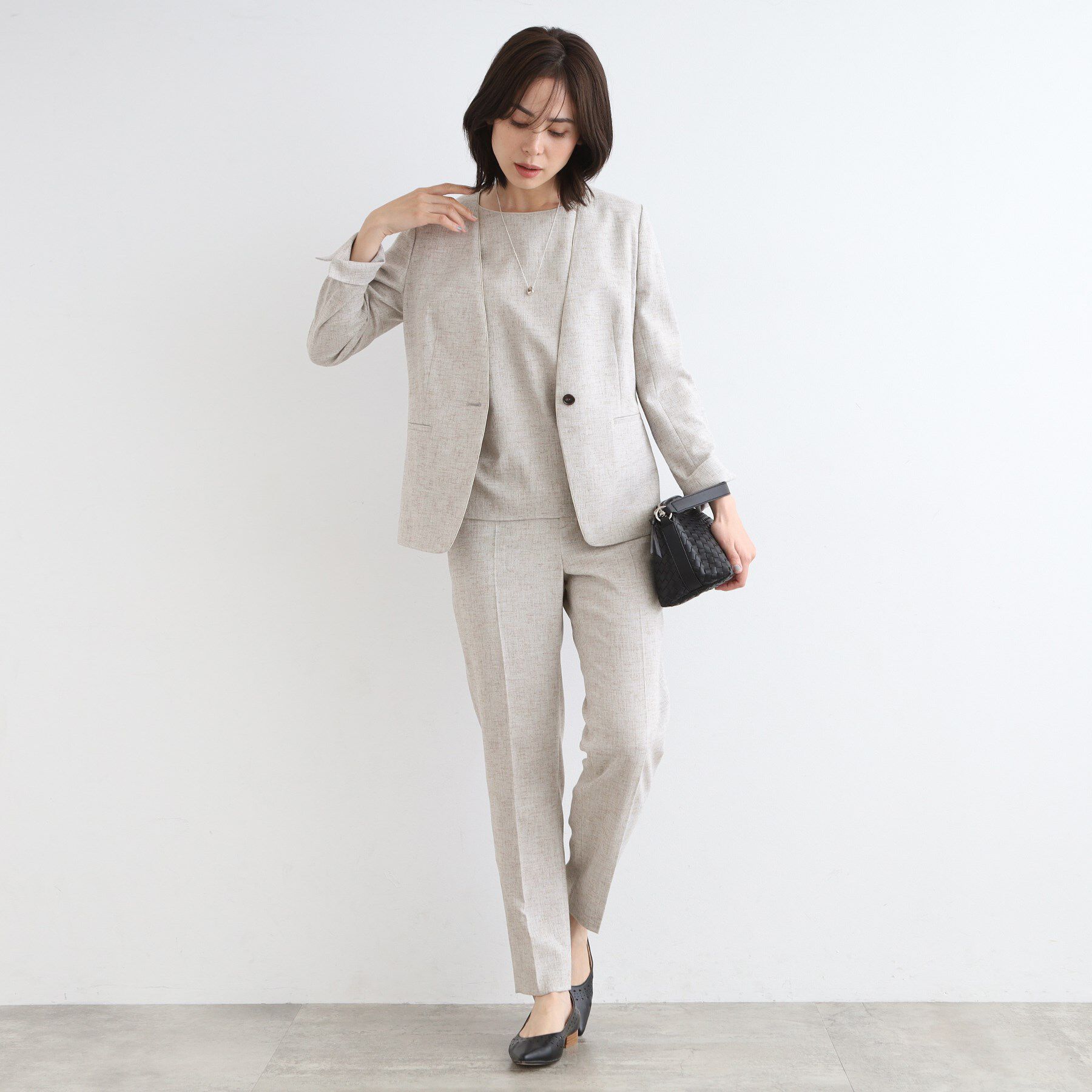 INDIVI「【洗える／日本製／SETUP可能】サマーツィード コンパクトブラウス」|シャツ・ブラウス|