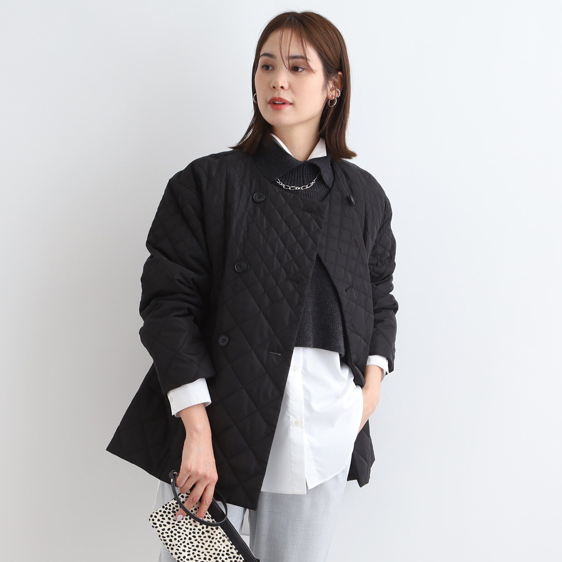 INDIVI「【撥水】グラデーションキルト トッパーコート」|ダウン|ブラック(019)