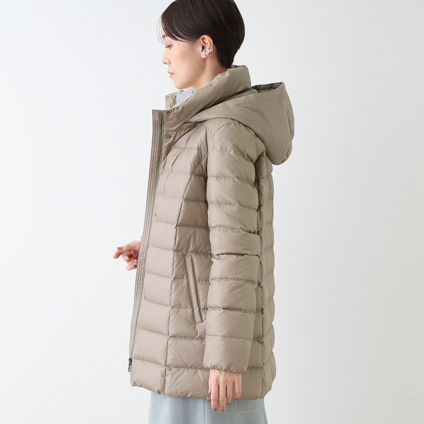 INDIVI「【洗える／撥水】ミドル丈ウォッシャブルダウンコート」|ダウン|