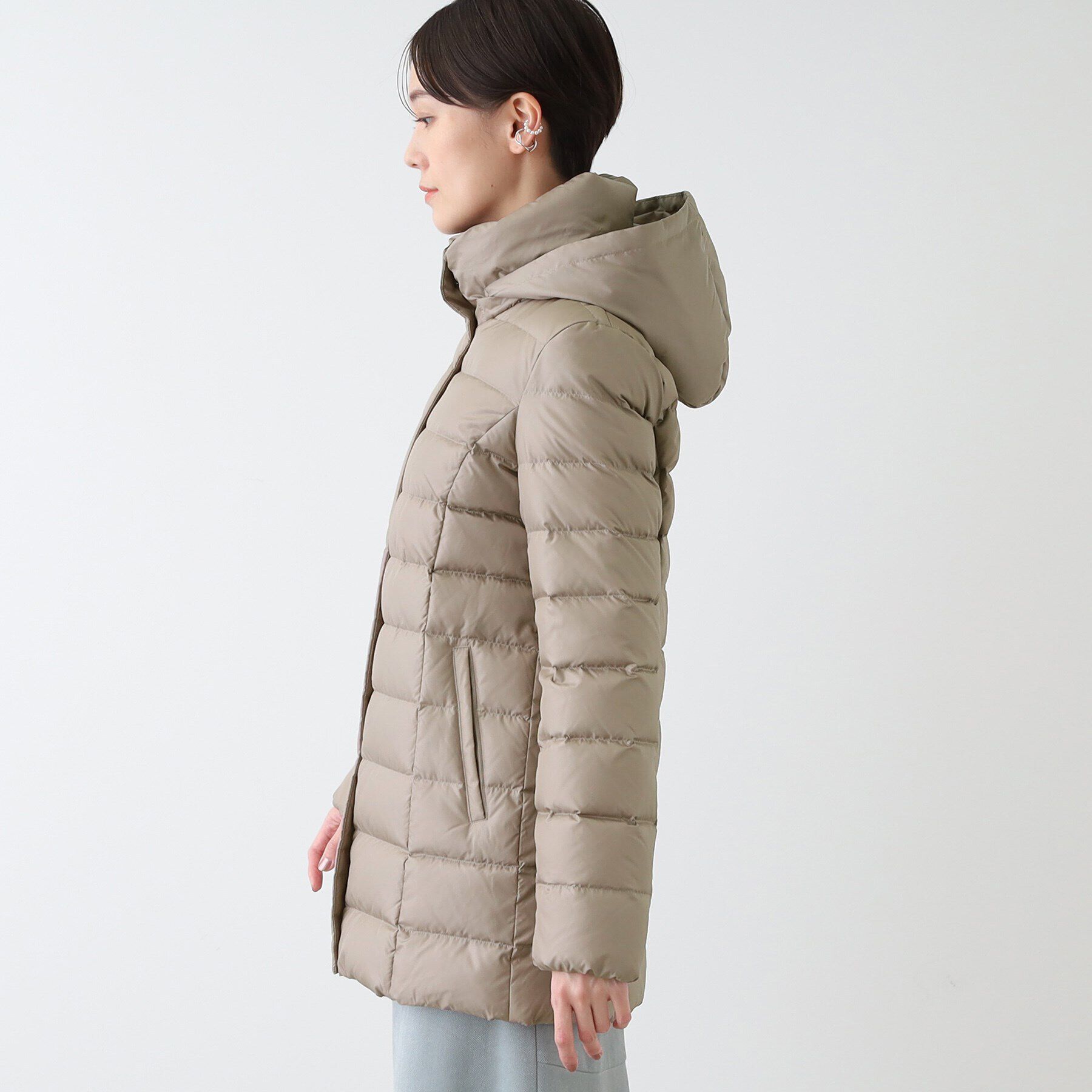 INDIVI「【洗える／撥水】ミドル丈ウォッシャブルダウンコート」|ダウン|