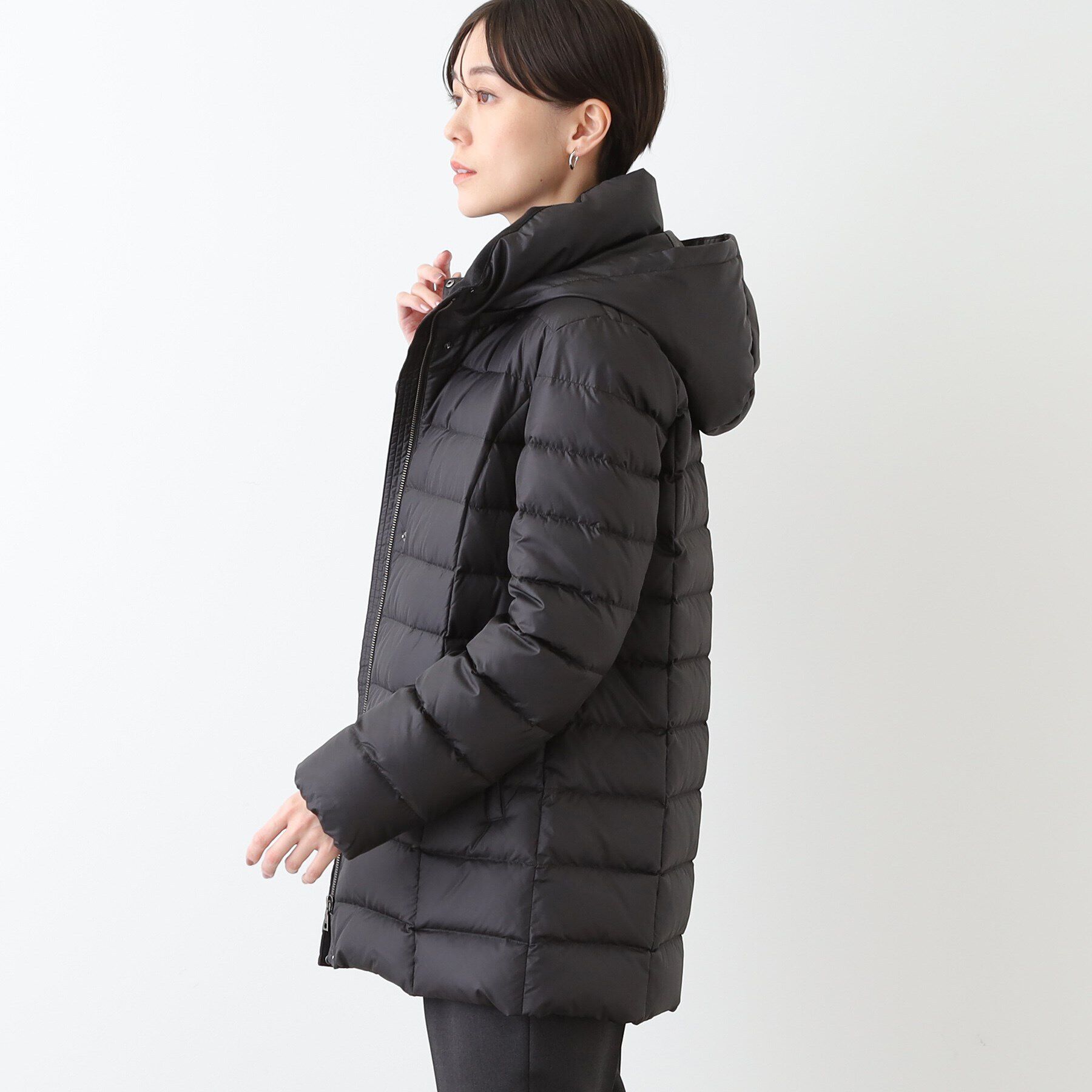 INDIVI「【洗える／撥水】ミドル丈ウォッシャブルダウンコート」|ダウン|