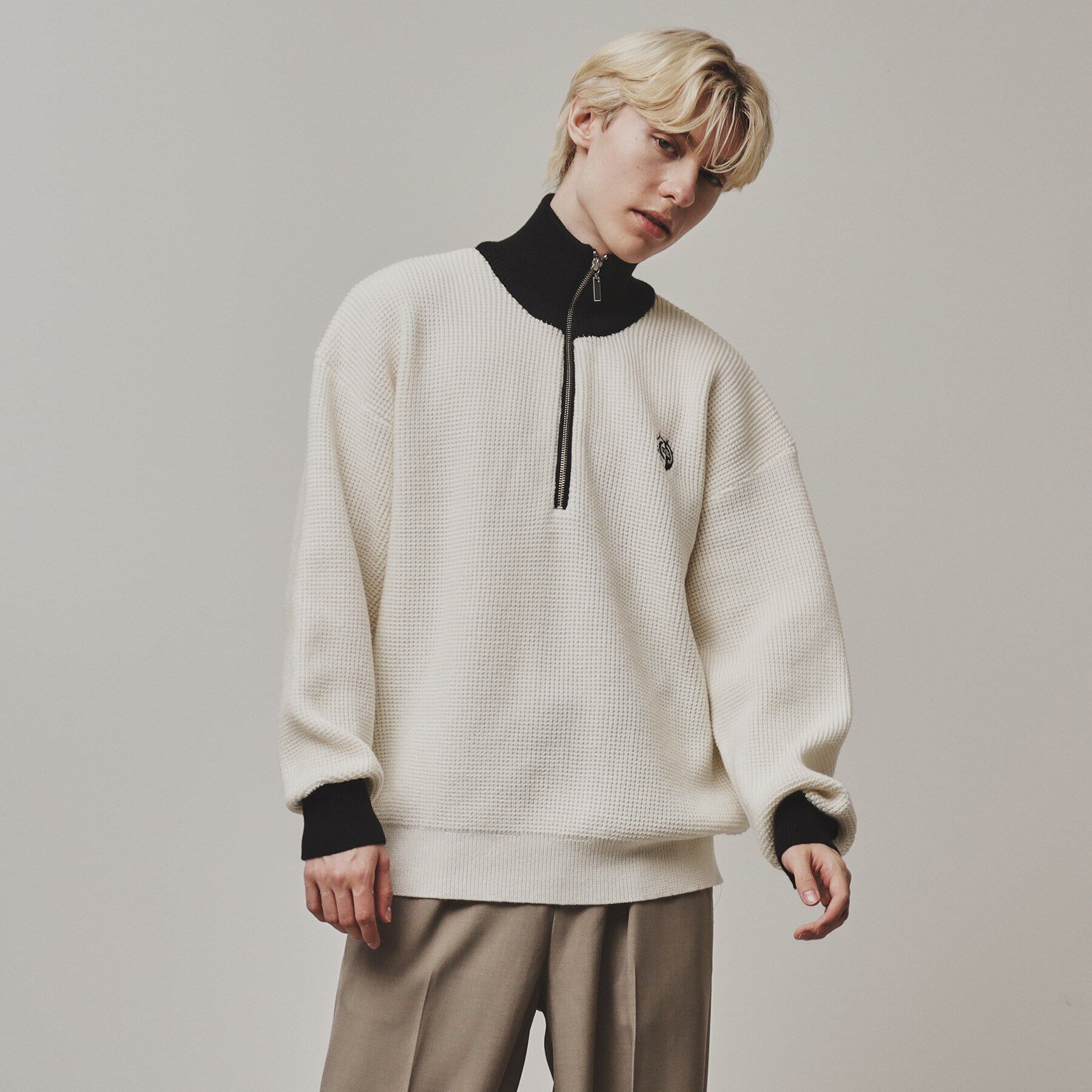 tk.TAKEO KIKUCHI「配色ハーフジップニット」|ニット・セーター|