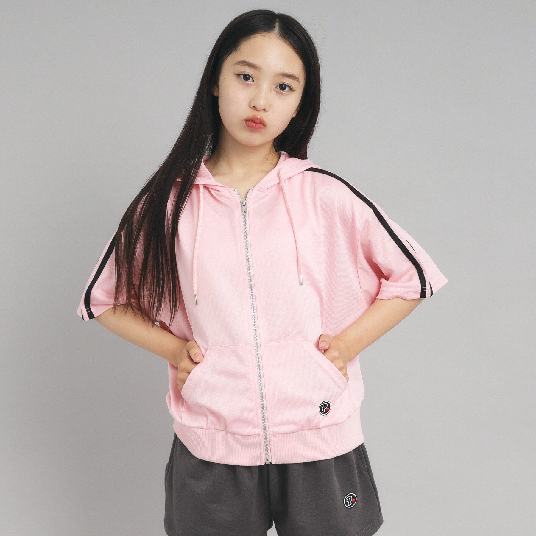 PINK-latte「5分袖トラックジャケット」|パーカー|