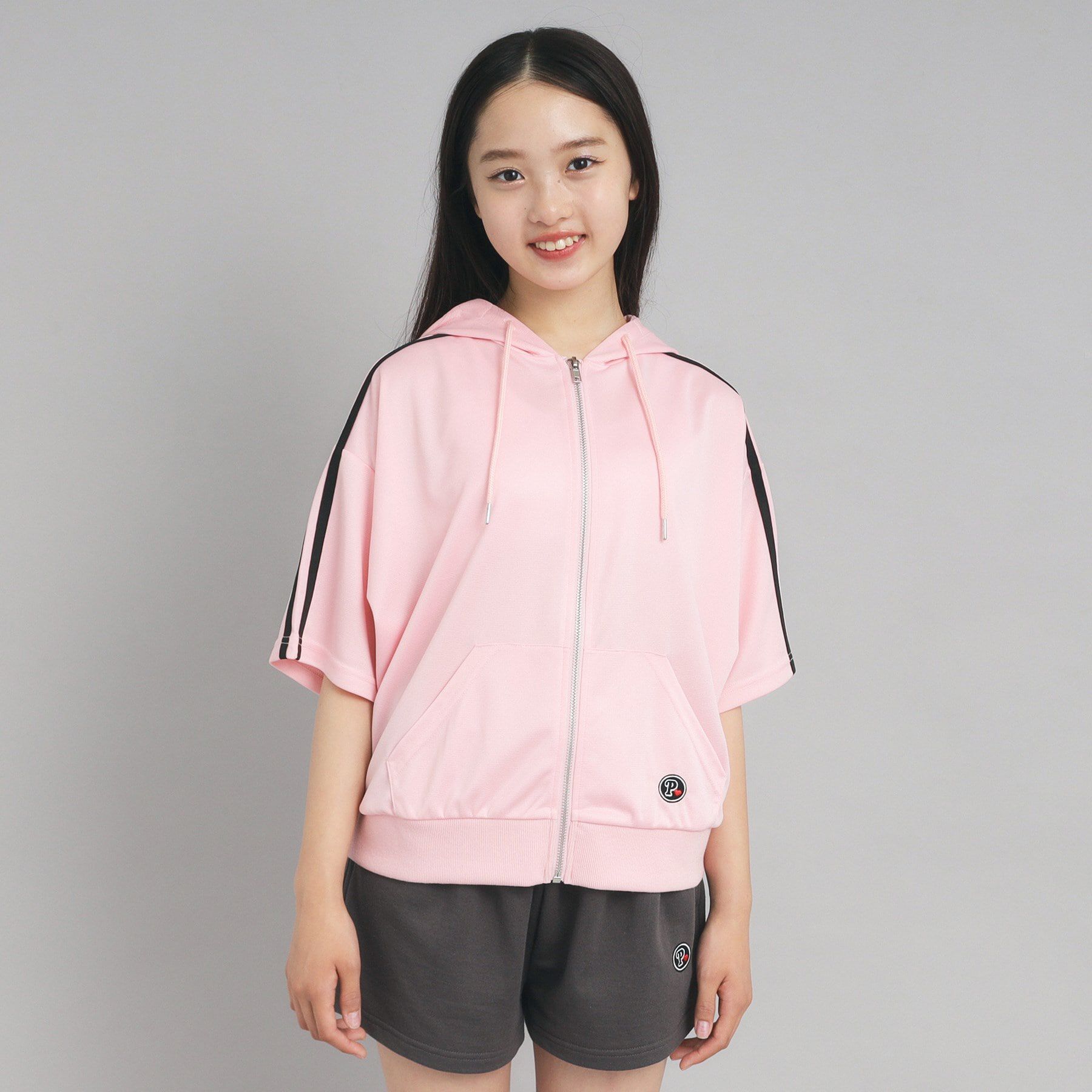 PINK-latte「5分袖トラックジャケット」|パーカー|