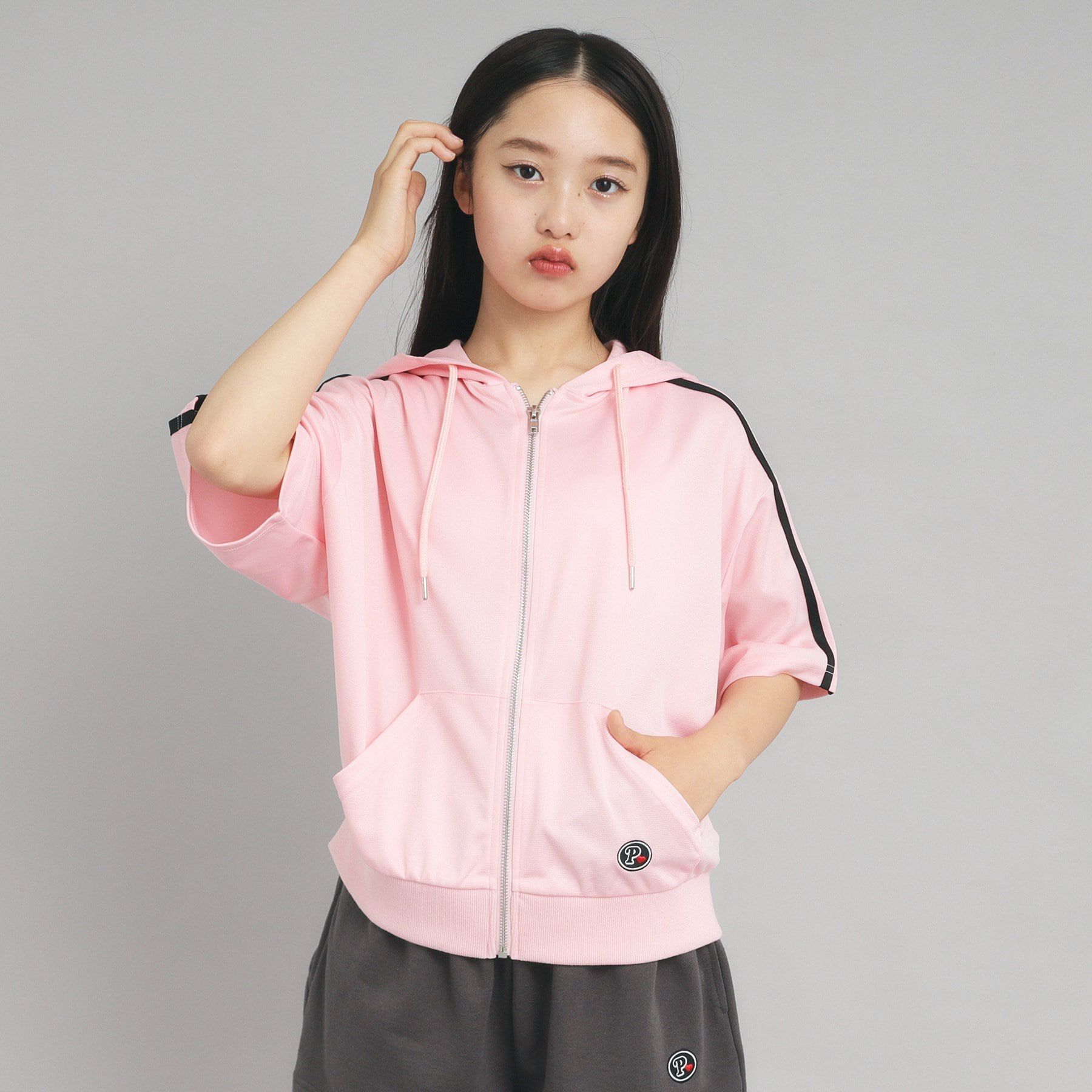 PINK-latte「5分袖トラックジャケット」|パーカー|