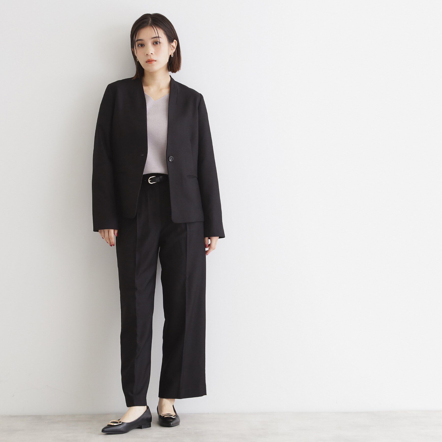 THE SHOP TK「【セットアップ可】ウール調ノーカラージャケット」|ノーカラージャケット|