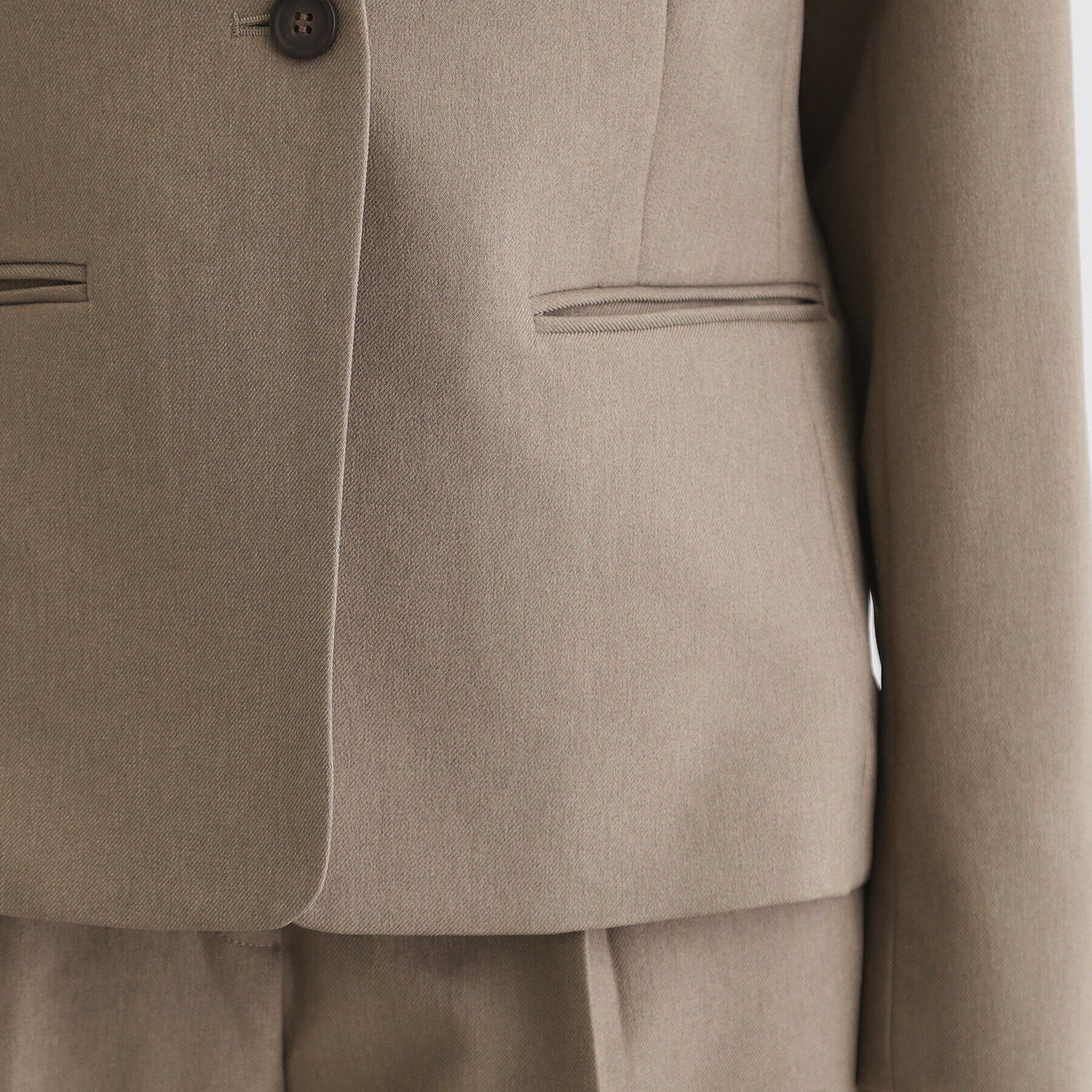 THE SHOP TK「【セットアップ可】ウール調ノーカラージャケット」|ノーカラージャケット|