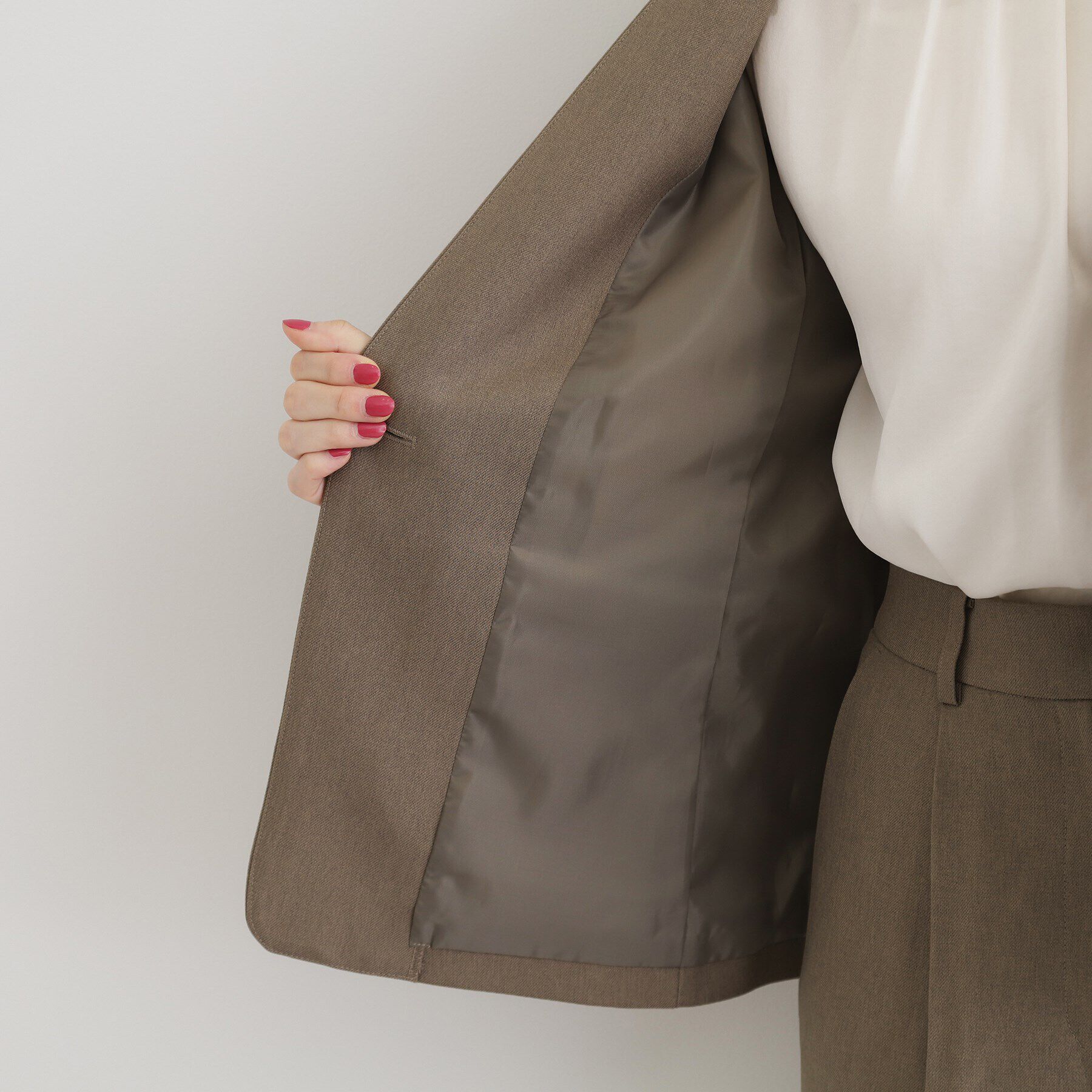 THE SHOP TK「【セットアップ可】ウール調ノーカラージャケット」|ノーカラージャケット|