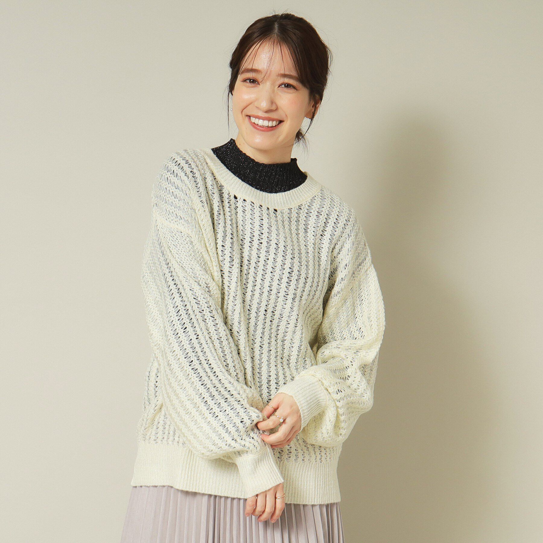 ITS&rsquo;DEMO「【手洗い可／レイヤードに】ラメシアーニット」|ニット・セーター|オフホワイト(003