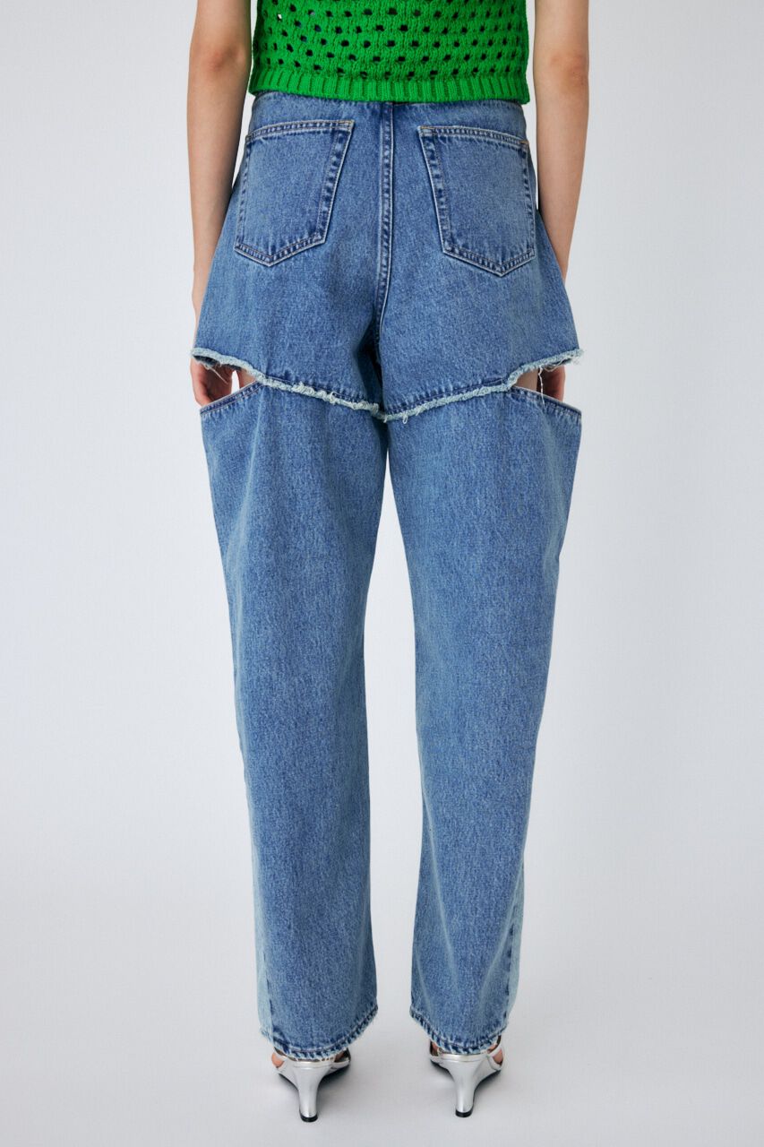 MOUSSY「CUT OUT WIDE STRAIGHT」|デニム|