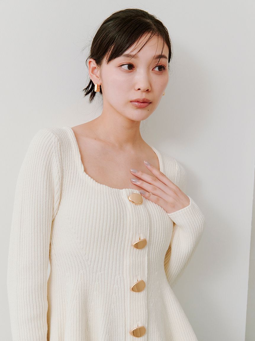 SNIDEL「スクエアネックペプラムニットプルオーバー」|ニット・セーター|