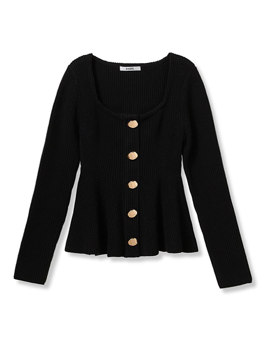 SNIDEL「スクエアネックペプラムニットプルオーバー」|ニット・セーター|BLK