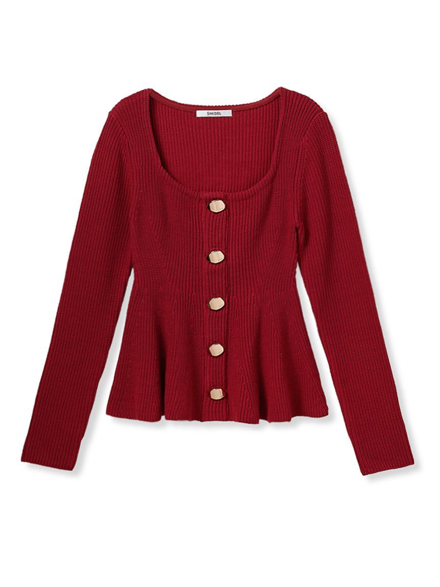 SNIDEL「スクエアネックペプラムニットプルオーバー」|ニット・セーター|RED