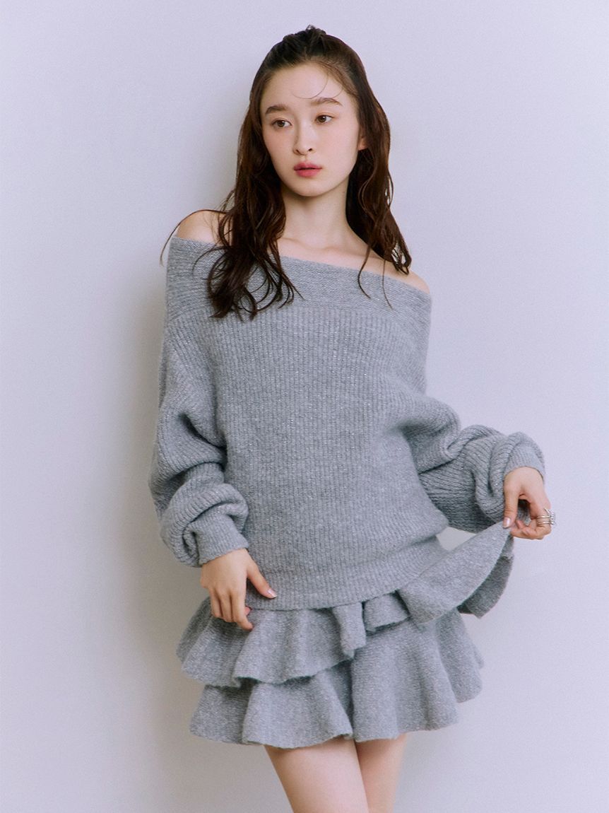 LILY BROWN「オフショルニットセットアップ」|ワンピース|