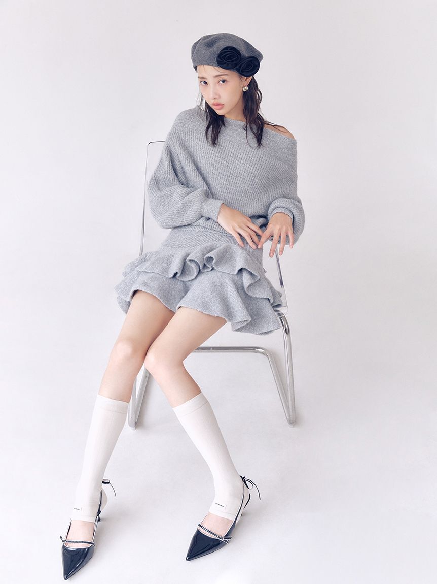 LILY BROWN「オフショルニットセットアップ」|ワンピース|GRY