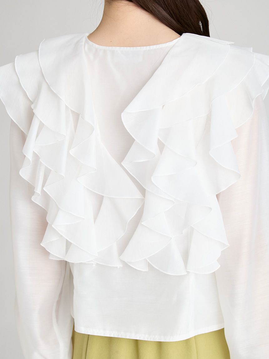 CELFORD「【HANAE MORI&times;CELFORDコラボ】 パール付きフリルブラウス」|シャツ・ブラウス|