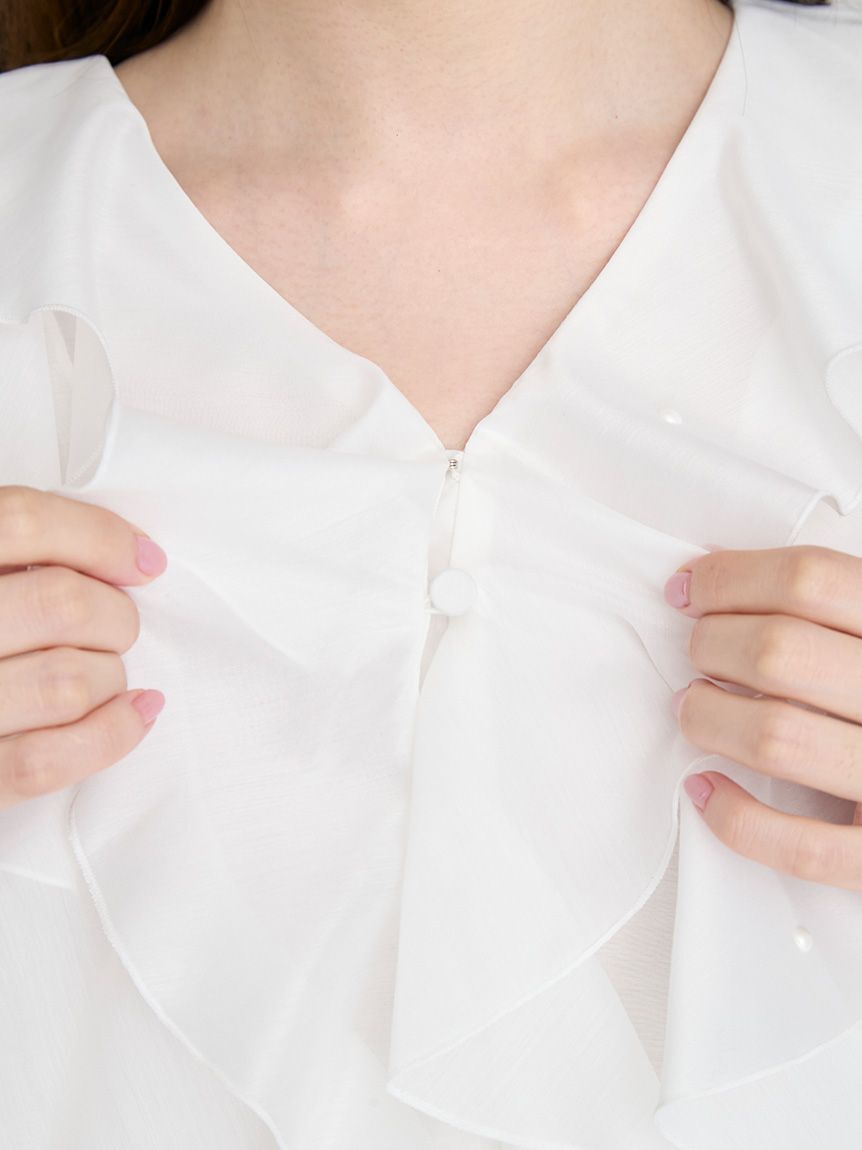 CELFORD「【HANAE MORI&times;CELFORDコラボ】 パール付きフリルブラウス」|シャツ・ブラウス|