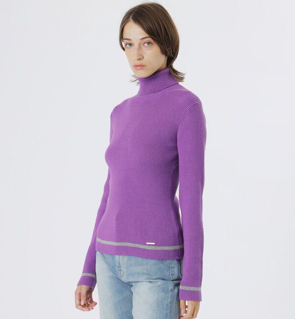  「【ドラマ着用商品】コットンカシミヤリブタートル」|ニット・セーター|パープル