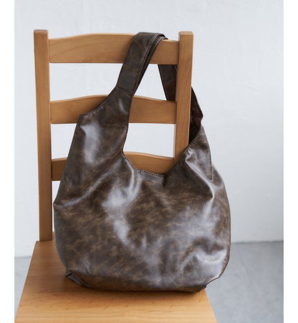 VENCE share style「ヴィンテージ合皮ラウンドトートバッグ」|その他|ブラウン