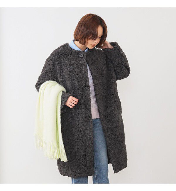 Ray BEAMS 「【WEB限定】GYMPHLEX / ボア ノーカラー コート」|ダッフルコート|COAL_GREY