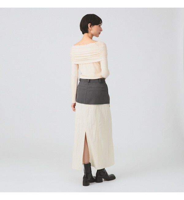 Ray BEAMS 「リブ ギャザー オフショルダー Tシャツ」|Tシャツ・カットソー|