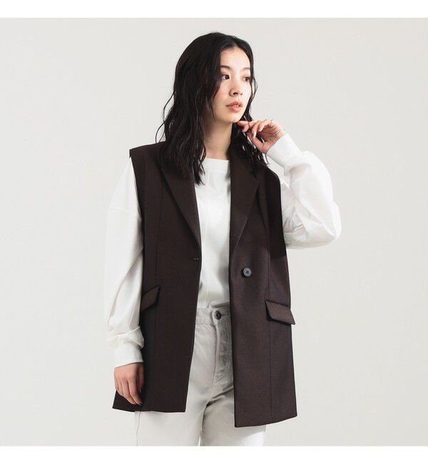 Demi-Luxe BEAMS 「TICCA / ウール テイラー ベスト」|ダウン|BROWN