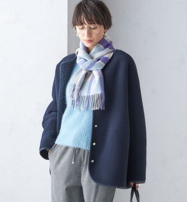 SHIPS for women「チェック カシミヤ リバーシブル マフラー」|マフラー|