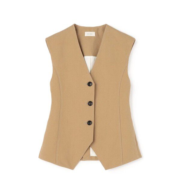 DES PRES「コットンリネンキャンバス フレンチジレ」|ベスト・ジレ|45 キャメル