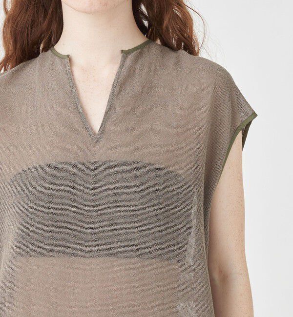 MACPHEE「コットンポリエステルメッシュ キーネックワンピース」|ワンピース|