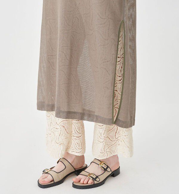 MACPHEE「コットンポリエステルメッシュ キーネックワンピース」|ワンピース|