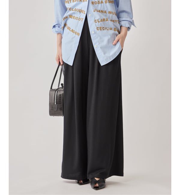 VERMEIL par iena「wool 100 jersey tuck パンツ」|その他|ブラック