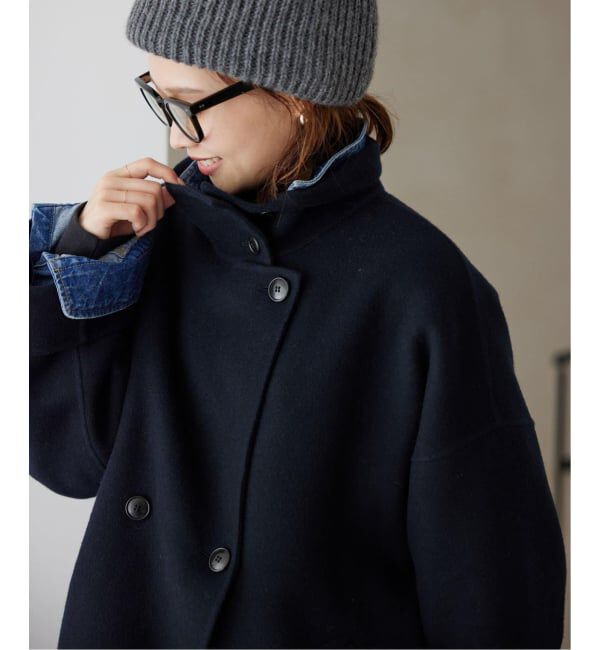 SLOBE IENA「《WEB限定/追加》souple woolダブルフェイススタンドコート」|その他|ネイビー