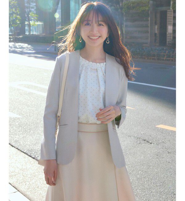 any SiS「【セットアップ可】リネンライクポリエステル ジャケット」|ノーカラージャケット|