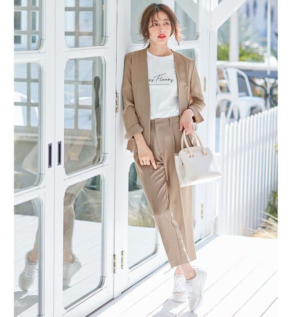 any SiS「【セットアップ可】リネンライクポリエステル ジャケット」|ノーカラージャケット|