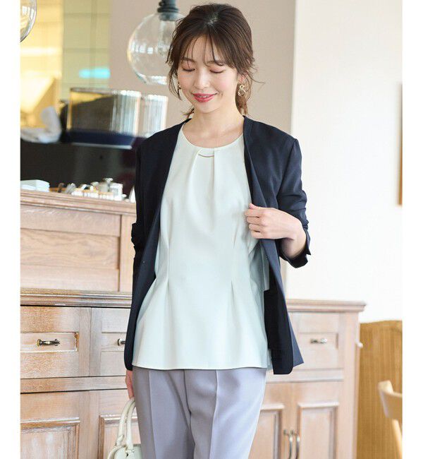 any SiS「【セットアップ可】リネンライクポリエステル ジャケット」|ノーカラージャケット|