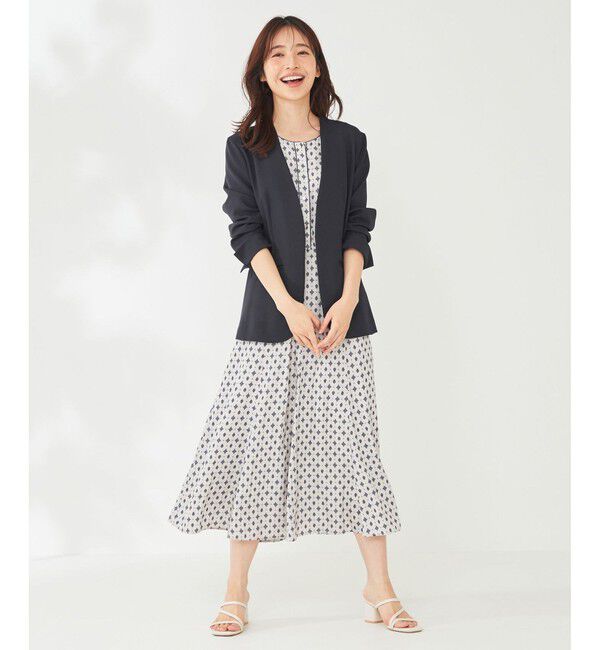 any SiS「【セットアップ可】リネンライクポリエステル ジャケット」|ノーカラージャケット|