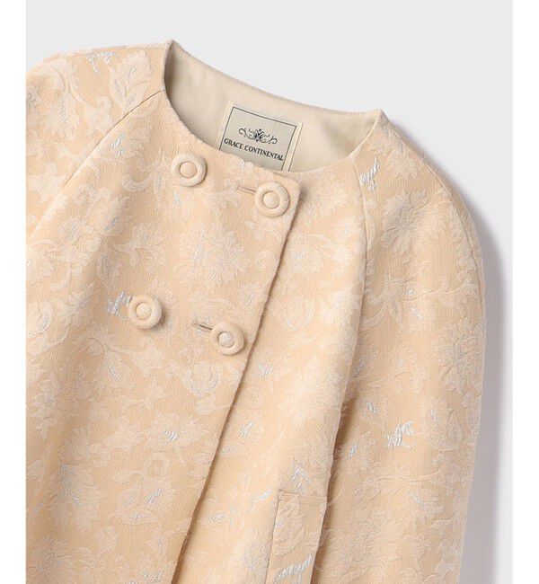 GRACE CONTINENTAL「サラサジャガードケープジャケット」|ノーカラージャケット|